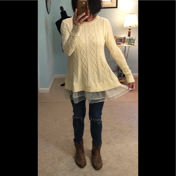 military hippie Sweaters - Military Hippie sweater/ tulle hem, NWT